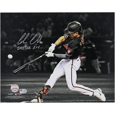 Corbin Carroll Arizona Diamondbacks Autographed 2023 National League Rookie of the Year 11" x 14" Hitting Spotlight Photograph with "2023 NL ROY" Inscription