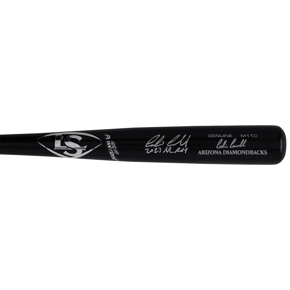 Batte de baseball Louisville Slugger noire autographiée par Corbin Carroll, des Diamondbacks de l'Arizona, modèle de jeu, avec inscription « 2023 NL ROY »