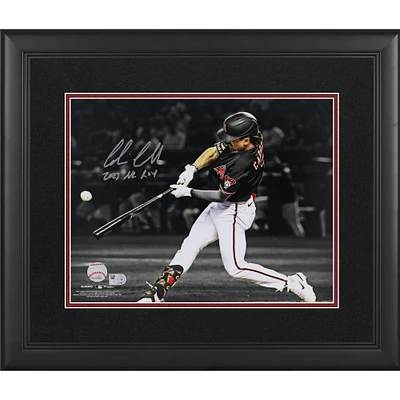 Corbin Carroll, Arizona Diamondbacks, photo encadrée autographiée de 11 x 35 cm, représentant un frappeur vedette, avec l'inscription « 2023 NL ROY »