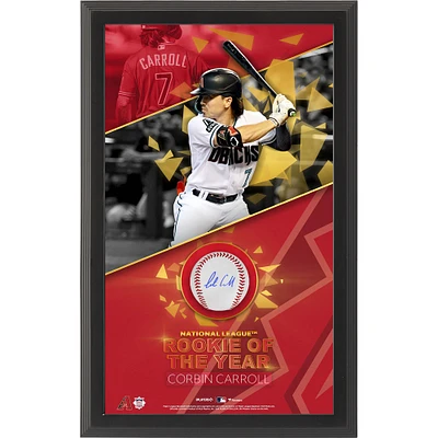 Corbin Carroll Arizona Diamondbacks Autographed Framed 2023 National League Rookie of the Year Baseball with Shadowbox Collage
