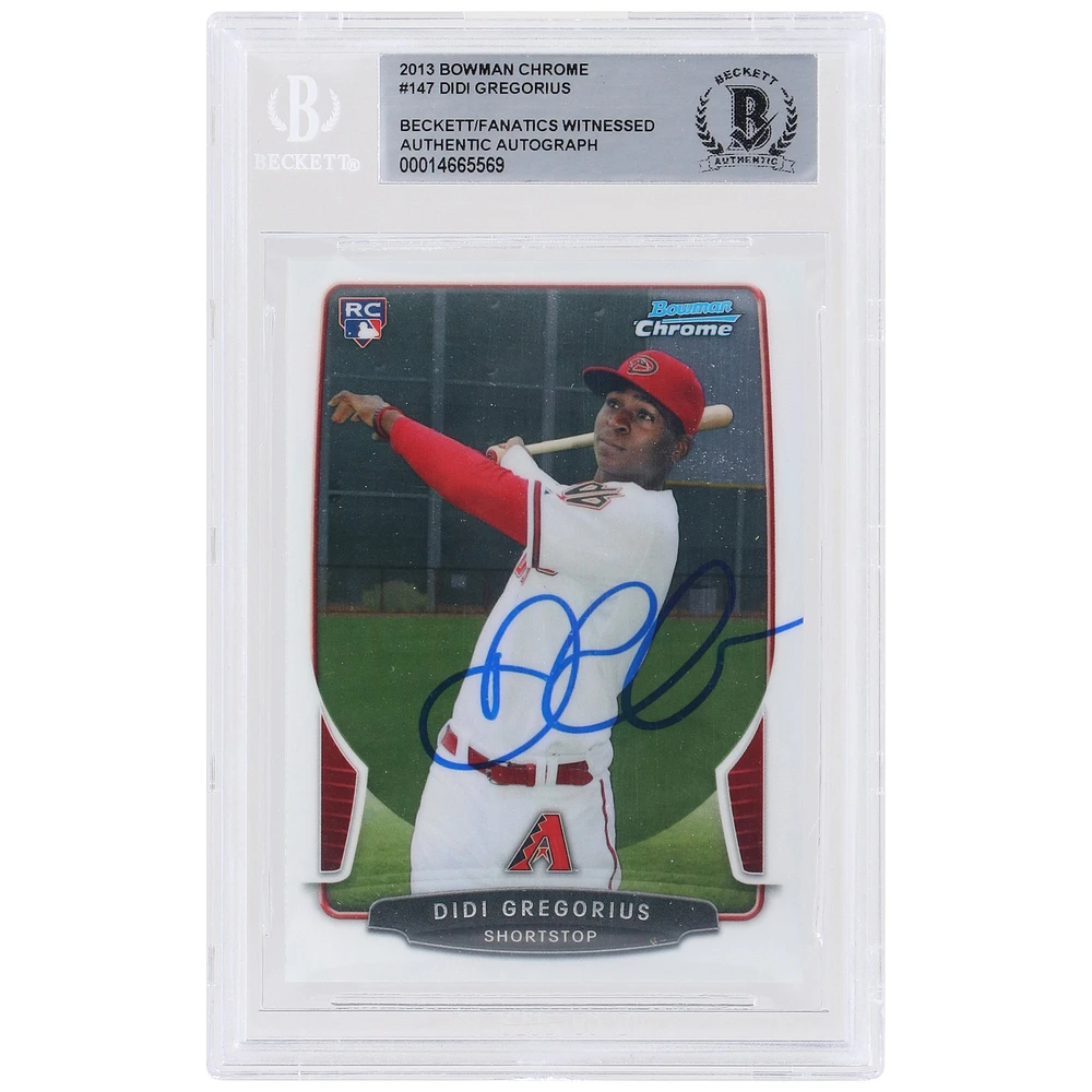 Carte de recrue authentifiée autographiée par Didi Gregorius des Diamondbacks de l'Arizona, Bowman Chrome #147 de 2013, présentée par les fanatiques de Beckett