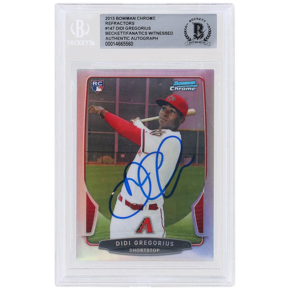 Carte de recrue authentifiée autographiée par Didi Gregorius des Diamondbacks de l'Arizona 2013 Bowman Chrome Refractors #147 Beckett Fanatics
