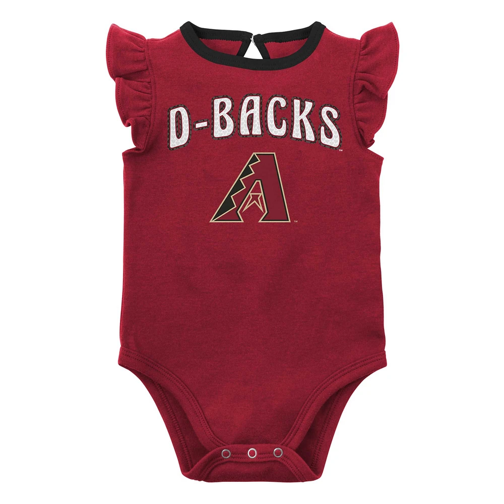 Lot de deux bodys pour nouveau-né et bébé rouge/gris chiné Arizona Diamondbacks Little Fan