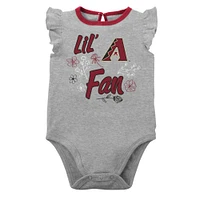 Lot de deux bodys pour nouveau-né et bébé rouge/gris chiné Arizona Diamondbacks Little Fan