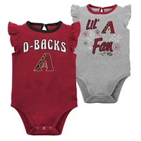 Lot de deux bodys pour nouveau-né et bébé rouge/gris chiné Arizona Diamondbacks Little Fan