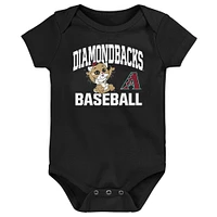 Infant  Black Arizona Diamondbacks Batter Up 3-Pack Bodysuit Set