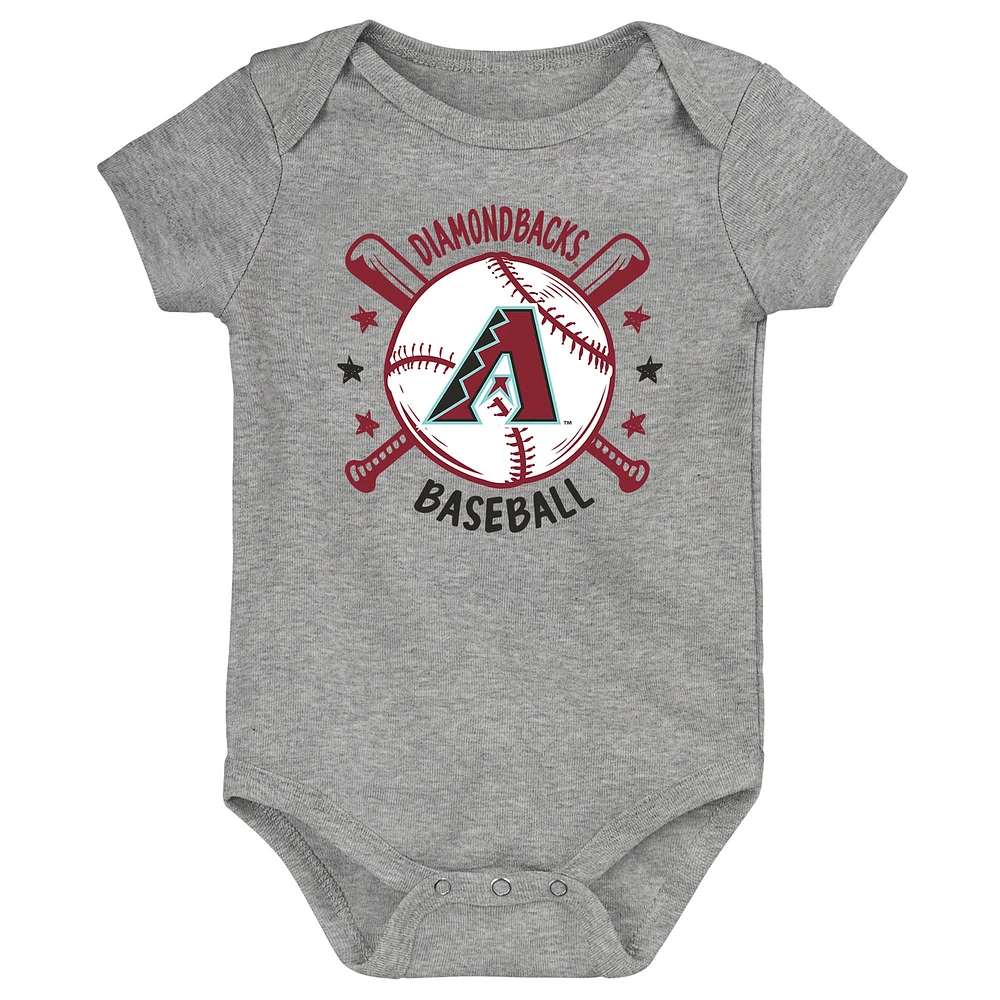 Infant  Black Arizona Diamondbacks Batter Up 3-Pack Bodysuit Set