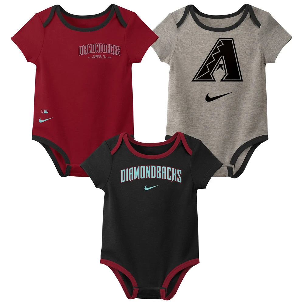 Infant Nike Arizona Diamondbacks Authentic Collection Three-Pack Bodysuit Set