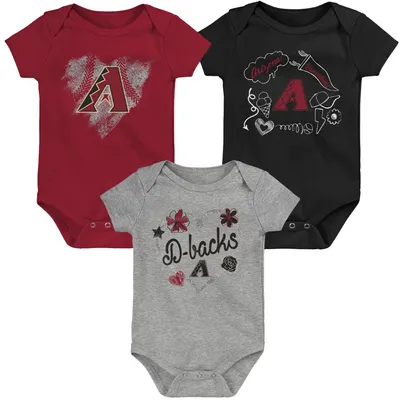 Arizona Diamondbacks Infant Batter Up 3-Pack Bodysuit Set - Red/Black/Gray
