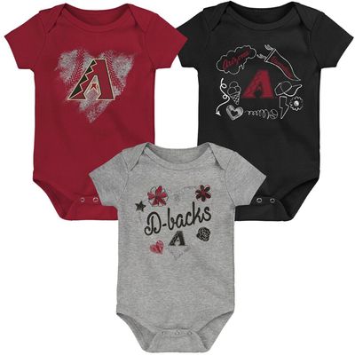 Infant Red/Black/Gray Arizona Diamondbacks Batter Up 3-Pack Bodysuit Set