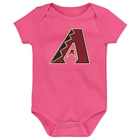 Infant Red/Black/Pink Arizona Diamondbacks Baseball Baby 3-Pack Bodysuit Set