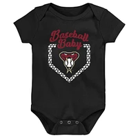 Infant Red/Black/Pink Arizona Diamondbacks Baseball Baby 3-Pack Bodysuit Set