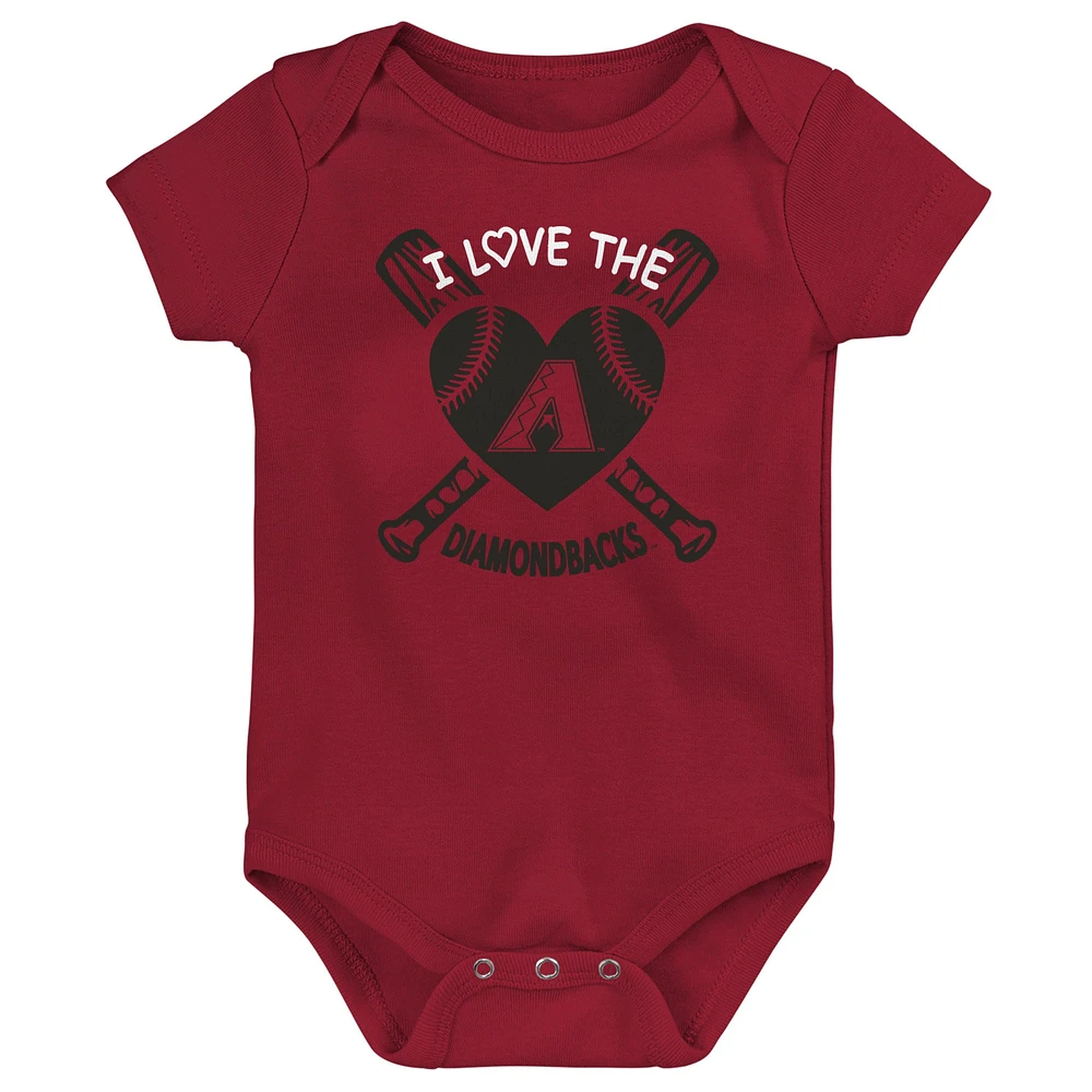 Infant Red/Black/Pink Arizona Diamondbacks Baseball Baby 3-Pack Bodysuit Set