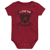 Infant Red/Black/Pink Arizona Diamondbacks Baseball Baby 3-Pack Bodysuit Set