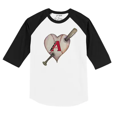Arizona Diamondbacks Tiny Turnip Infant Heart Bat Raglan 3/4 Sleeve T-Shirt - White/Black