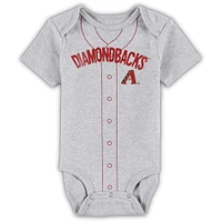 Infant White/Heather Gray Arizona Diamondbacks Two-Pack Little Slugger Bodysuit Set