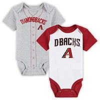 Ensemble de deux body Little Slugger blanc/gris chiné Arizona Diamondbacks pour bébé