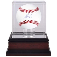 Balle de baseball autographiée par Jordan Lawlar des Arizona Diamondbacks et vitrine de présentation de balles de baseball en acajou