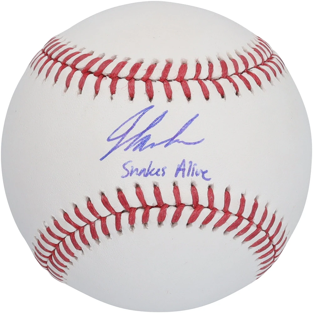 Ballon de baseball autographié par Jordan Lawlar des Diamondbacks de l'Arizona avec l'inscription « Snakes Alive »