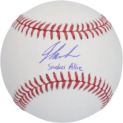 Ballon de baseball autographié par Jordan Lawlar des Diamondbacks de l'Arizona avec l'inscription « Snakes Alive »