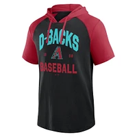 Men's Fanatics  Black Arizona Diamondbacks Prime Raglan Short Sleeve Hoodie T-Shirt