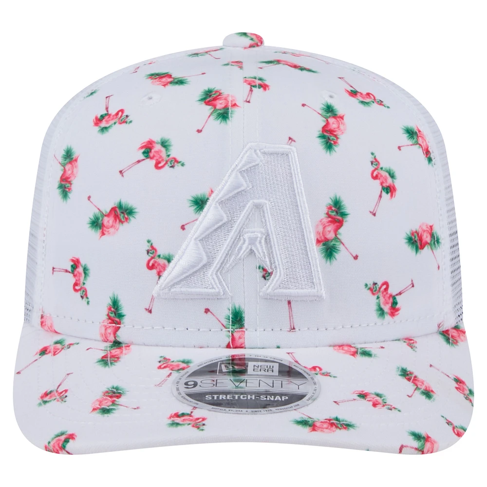 Men's New Era  White Arizona Diamondbacks Flamingo Mesh Back 9SEVENTY Stretch-Snap Hat
