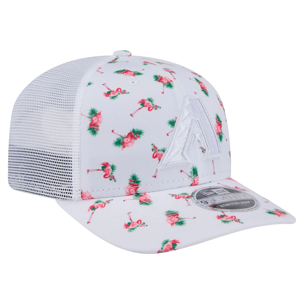 Men's New Era  White Arizona Diamondbacks Flamingo Mesh Back 9SEVENTY Stretch-Snap Hat