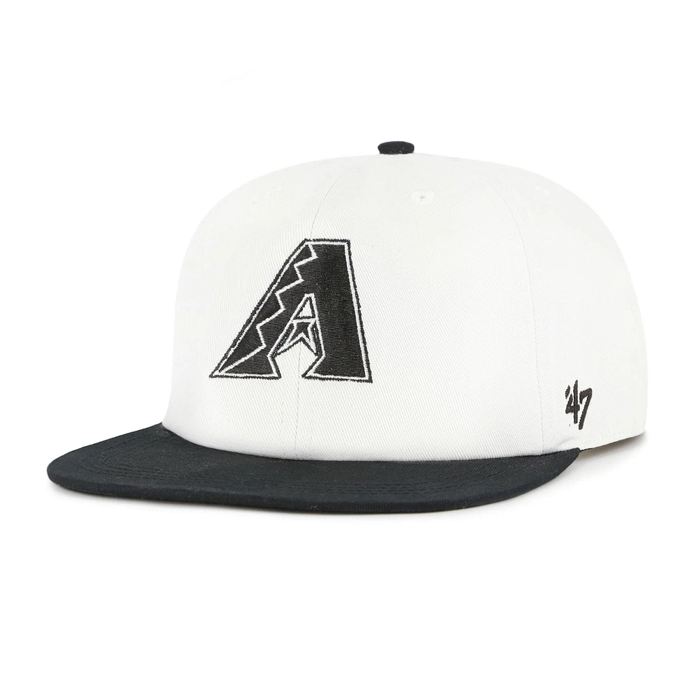 Men's '47 White/Black Arizona Diamondbacks Foundation Captain Snapback Hat