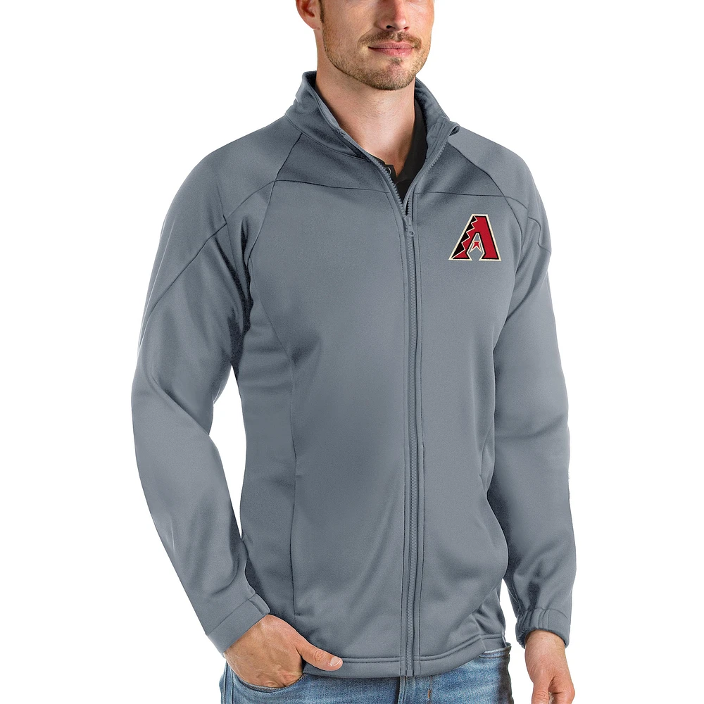 Men's Antigua Gray Arizona Diamondbacks Links Full-Zip Golf Jacket