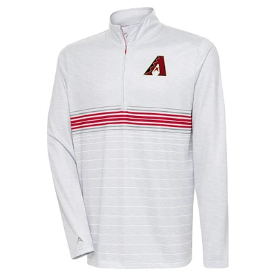 Men's Antigua Heather Gray/Red Arizona Diamondbacks Bullseye Quarter-Zip Pullover Top