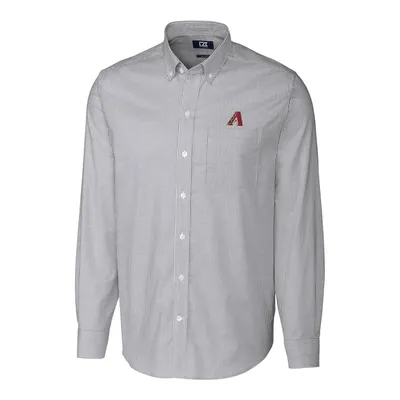 Arizona Diamondbacks Cutter & Buck Big Tall Stretch Oxford Striped Long Sleeve Button-Down Shirt - Charcoal