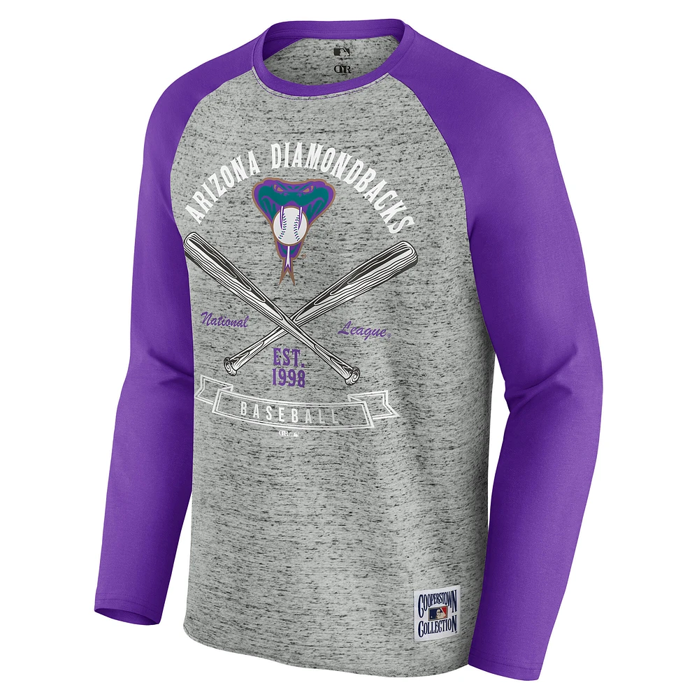 Men's Darius Rucker Collection by Fanatics  Heather Gray Arizona Diamondbacks Raw Edge Raglan Long Sleeve Baseball T-Shirt