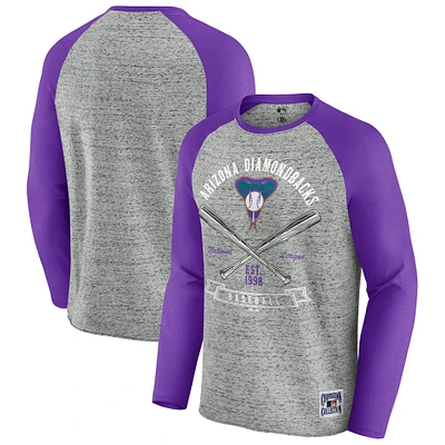 Men's Darius Rucker Collection by Fanatics  Heather Gray Arizona Diamondbacks Raw Edge Raglan Long Sleeve Baseball T-Shirt
