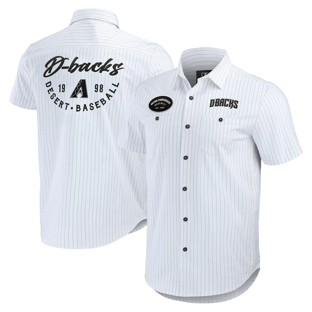 Men's Darius Rucker Collection by Fanatics White Arizona Diamondbacks Pin Stripe Short Sleeve Button-Up Shirt