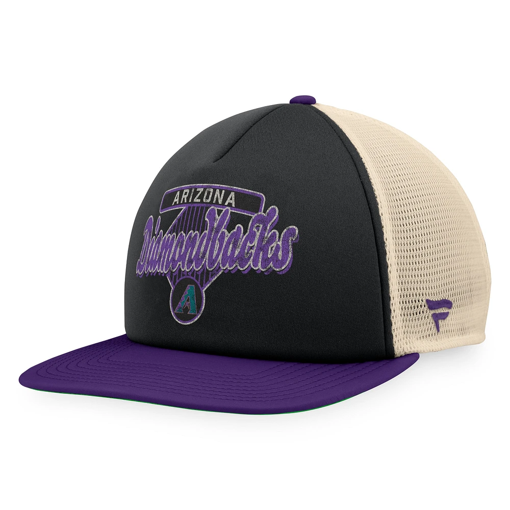 Casquette Snapback de camionneur en mousse Talley de la collection Cooperstown des Diamondbacks de l'Arizona fanatiques noir/violet pour hommes