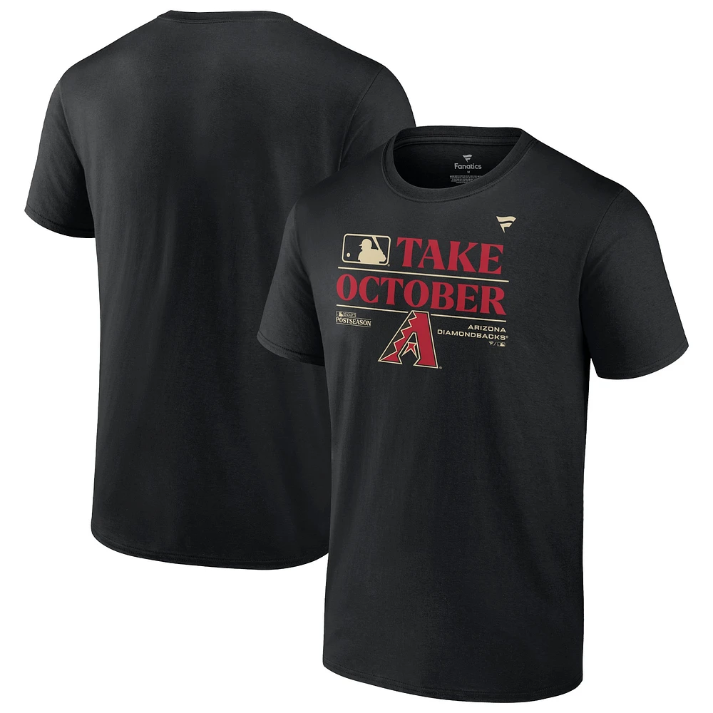 T-shirt noir Fanatics pour hommes, Diamondbacks de l'Arizona, vestiaire des séries éliminatoires 2023, grand et