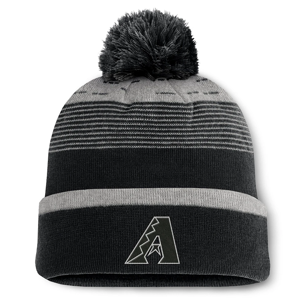 Bonnet en tricot à revers avec pompon et dégradé fondamental des Diamondbacks de l'Arizona pour hommes Fanatics Black