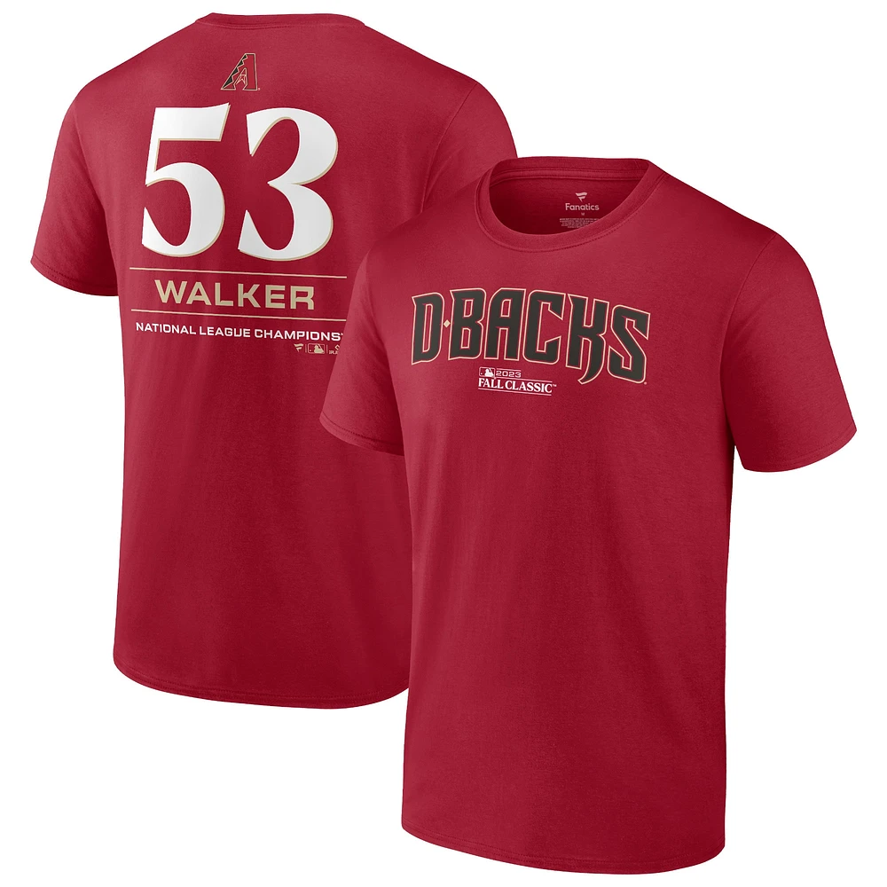 Fanatics pour hommes Christian Walker Red Arizona Diamondbacks 2023 World Series Nom et numéro T-shirt