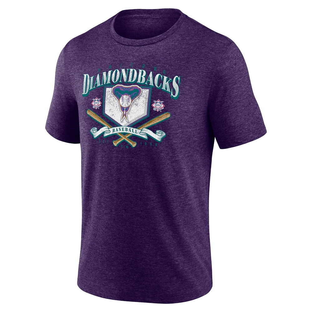 Men's Fanatics Heather Purple Arizona Diamondbacks Home Team Tri-Blend T-Shirt