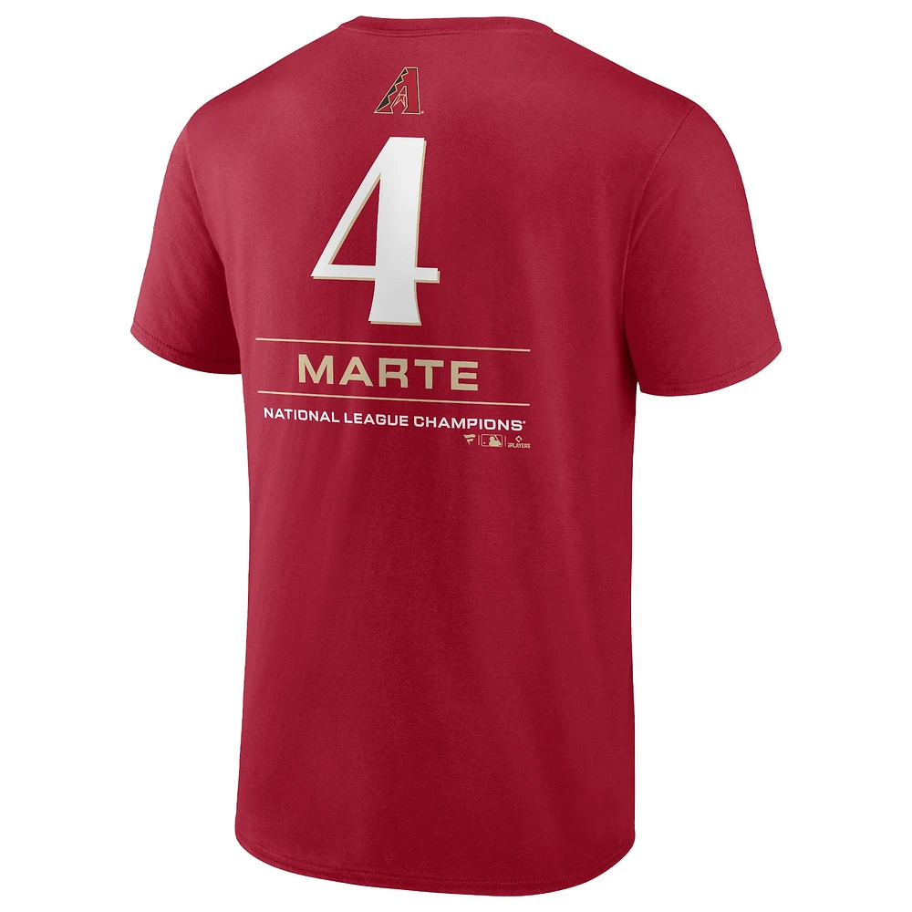 T-shirt avec nom et numéro de la série mondiale 2023 Fanatics Ketel Marte Red Arizona Diamondbacks pour hommes