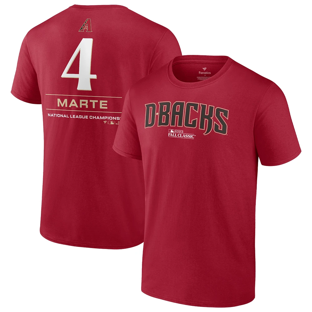 T-shirt avec nom et numéro de la série mondiale 2023 Fanatics Ketel Marte Red Arizona Diamondbacks pour hommes