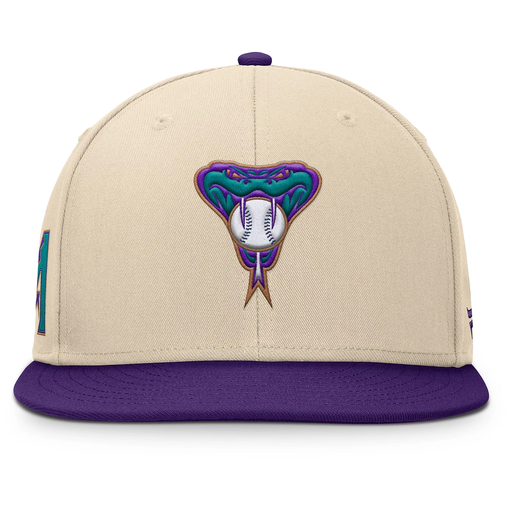 Men's Fanatics Natural/Purple Arizona Diamondbacks Cooperstown Collection Bounder Snapback Hat