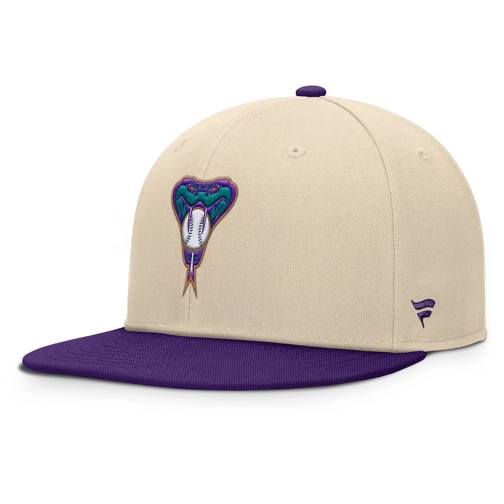 Men's Fanatics Natural/Purple Arizona Diamondbacks Cooperstown Collection Bounder Snapback Hat
