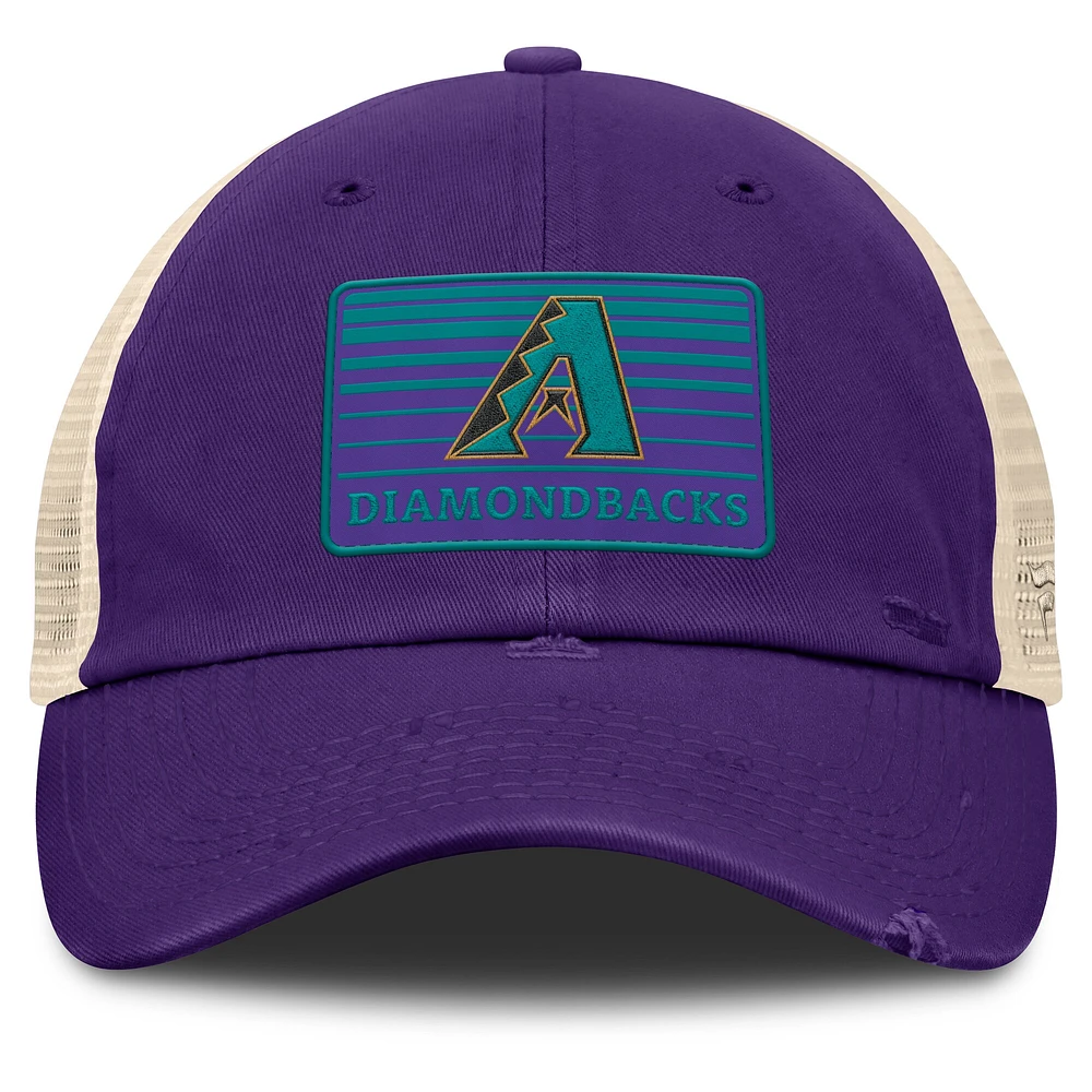 Casquette ajustable en maille Eastbound de la collection Cooperstown des Diamondbacks de l'Arizona pour hommes Fanatics violet/naturel