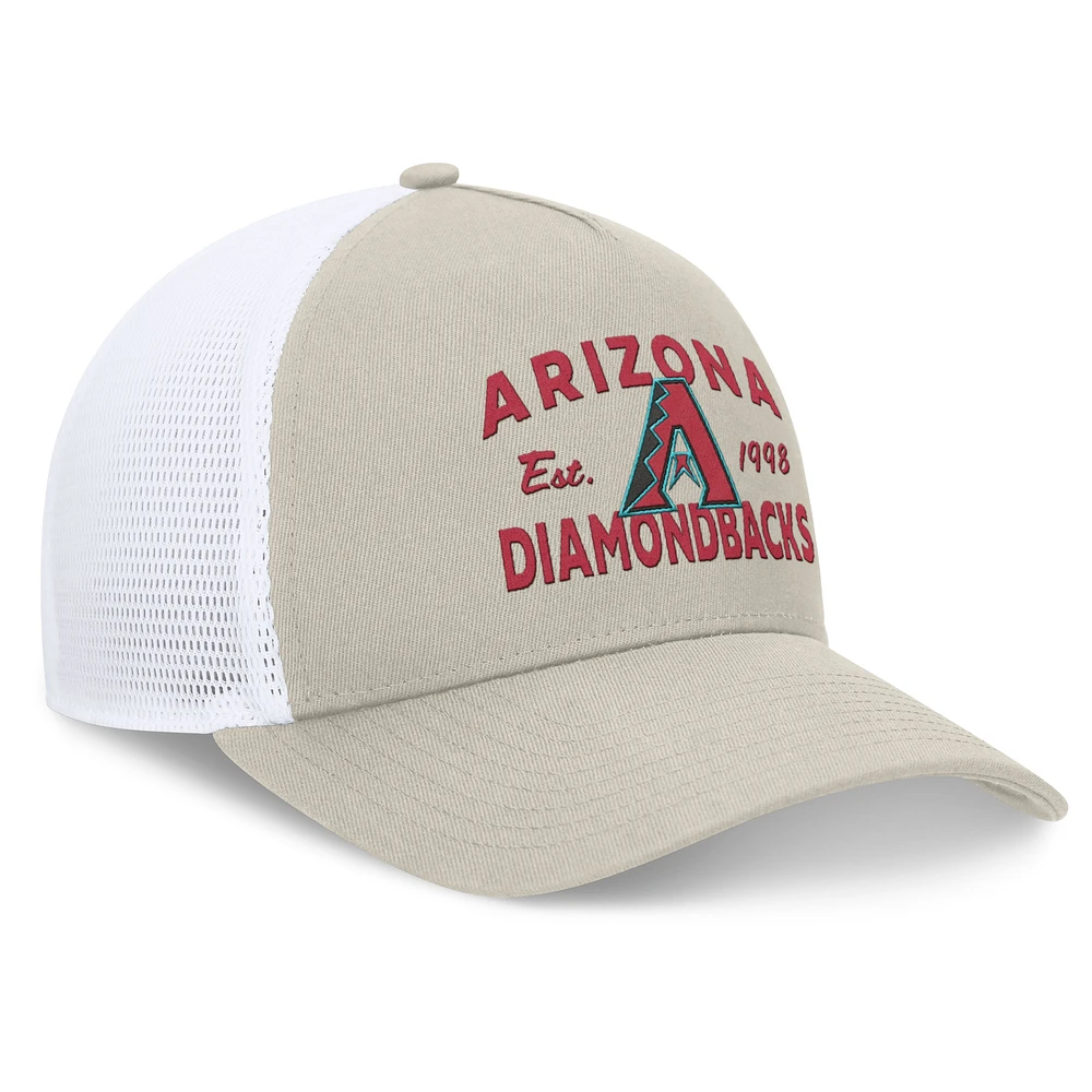 Casquette réglable de camionneur A-Frame Stone Arizona Diamondbacks Fanatics pour hommes