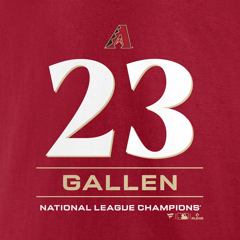 T-shirt avec nom et numéro de la série mondiale 2023 Fanatics Zac Gallen pour hommes, rouge, Arizona Diamondbacks