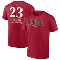 T-shirt avec nom et numéro de la série mondiale 2023 Fanatics Zac Gallen pour hommes, rouge, Arizona Diamondbacks