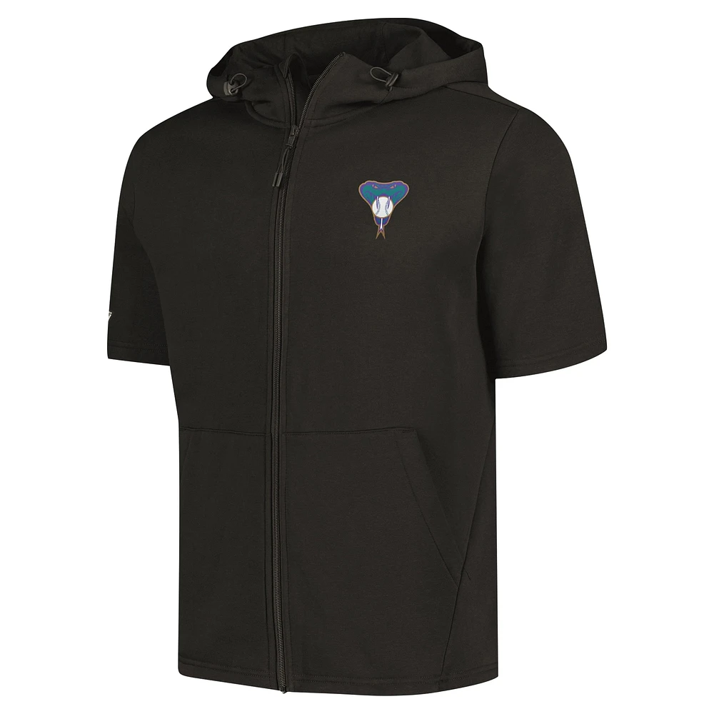 Men's Levelwear Black Arizona Diamondbacks Recruit Short Sleeve Full-Zip Hoodie