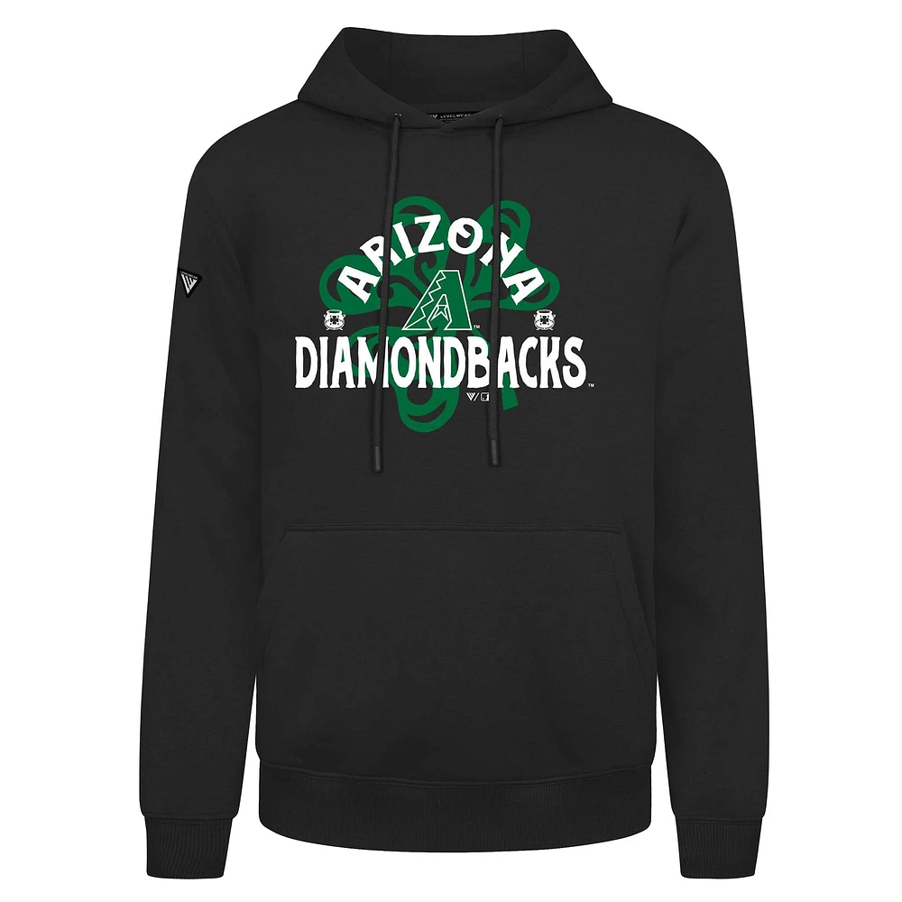 Men's Levelwear  Black Arizona Diamondbacks St. Patrick's Day Podium Shamrock Pullover Hoodie