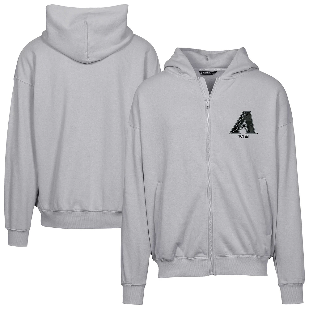 Men's Levelwear Gray Arizona Diamondbacks Oversized Uphill Digital Camo Full-Zip Hoodie